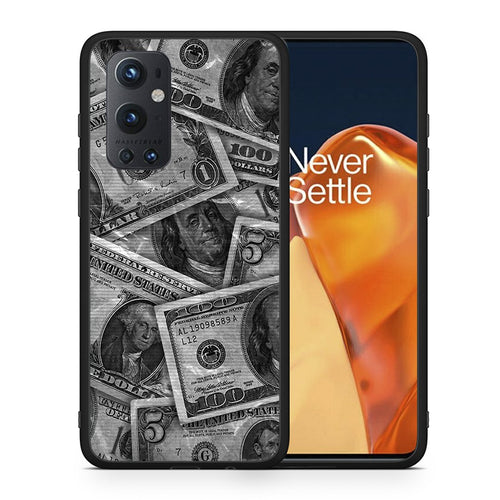Θήκη OnePlus 9 Pro Money Dollars από τη Smartfits με σχέδιο στο πίσω μέρος και μαύρο περίβλημα | OnePlus 9 Pro Money Dollars case with colorful back and black bezels