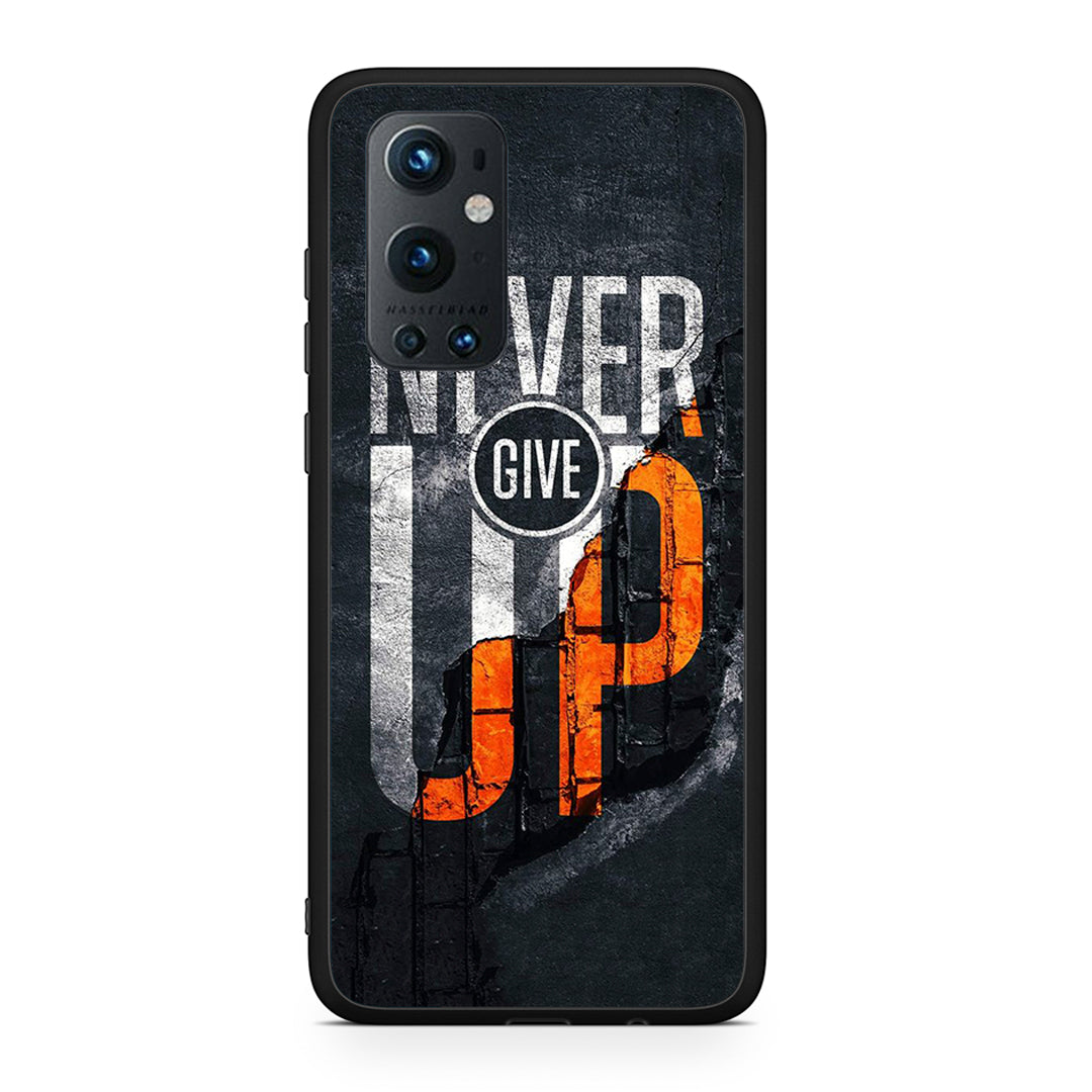OnePlus 9 Pro Never Give Up Θήκη Αγίου Βαλεντίνου από τη Smartfits με σχέδιο στο πίσω μέρος και μαύρο περίβλημα | Smartphone case with colorful back and black bezels by Smartfits