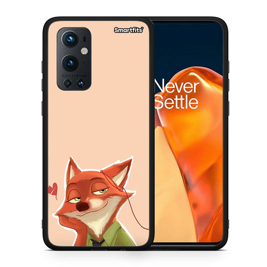 Θήκη OnePlus 9 Pro Nick Wilde And Judy Hopps Love 1 από τη Smartfits με σχέδιο στο πίσω μέρος και μαύρο περίβλημα | OnePlus 9 Pro Nick Wilde And Judy Hopps Love 1 case with colorful back and black bezels