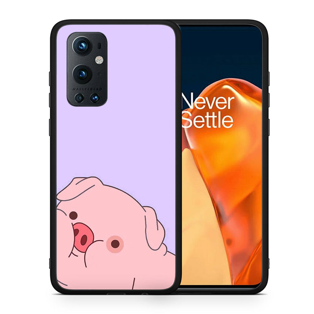Θήκη Αγίου Βαλεντίνου OnePlus 9 Pro Pig Love 2 από τη Smartfits με σχέδιο στο πίσω μέρος και μαύρο περίβλημα | OnePlus 9 Pro Pig Love 2 case with colorful back and black bezels