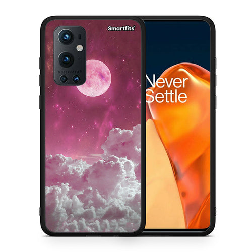 Θήκη OnePlus 9 Pro Pink Moon από τη Smartfits με σχέδιο στο πίσω μέρος και μαύρο περίβλημα | OnePlus 9 Pro Pink Moon case with colorful back and black bezels
