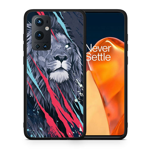Θήκη OnePlus 9 Pro Lion Designer PopArt από τη Smartfits με σχέδιο στο πίσω μέρος και μαύρο περίβλημα | OnePlus 9 Pro Lion Designer PopArt case with colorful back and black bezels