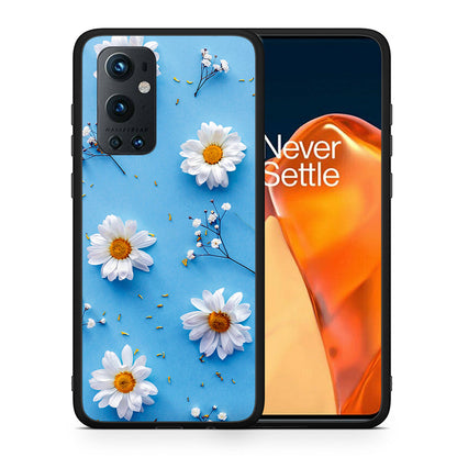 Θήκη OnePlus 9 Pro Real Daisies από τη Smartfits με σχέδιο στο πίσω μέρος και μαύρο περίβλημα | OnePlus 9 Pro Real Daisies case with colorful back and black bezels