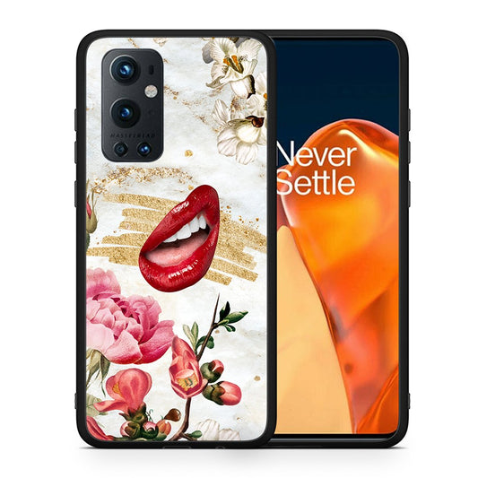 Θήκη OnePlus 9 Pro Red Lips από τη Smartfits με σχέδιο στο πίσω μέρος και μαύρο περίβλημα | OnePlus 9 Pro Red Lips case with colorful back and black bezels
