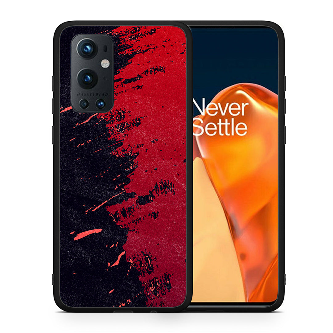Θήκη Αγίου Βαλεντίνου OnePlus 9 Pro Red Paint από τη Smartfits με σχέδιο στο πίσω μέρος και μαύρο περίβλημα | OnePlus 9 Pro Red Paint case with colorful back and black bezels