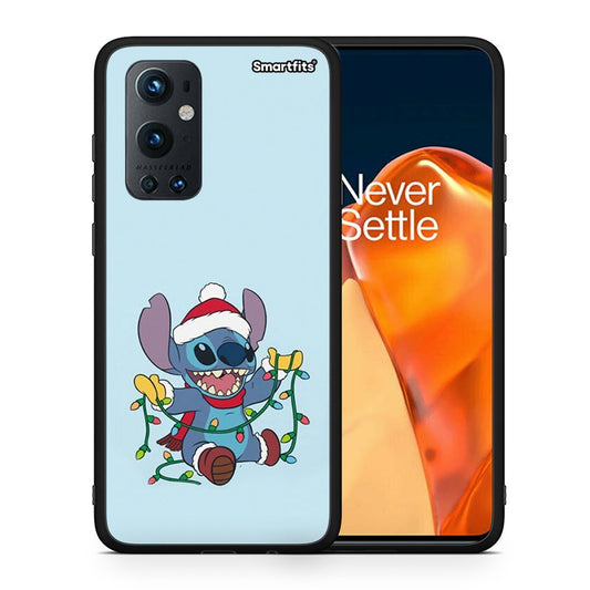 Θήκη OnePlus 9 Pro Santa Stich από τη Smartfits με σχέδιο στο πίσω μέρος και μαύρο περίβλημα | OnePlus 9 Pro Santa Stich case with colorful back and black bezels