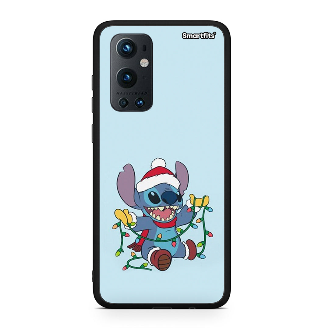 OnePlus 9 Pro Santa Stich θήκη από τη Smartfits με σχέδιο στο πίσω μέρος και μαύρο περίβλημα | Smartphone case with colorful back and black bezels by Smartfits