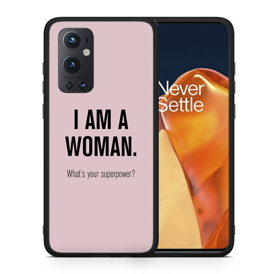 Θήκη OnePlus 9 Pro Superpower Woman από τη Smartfits με σχέδιο στο πίσω μέρος και μαύρο περίβλημα | OnePlus 9 Pro Superpower Woman case with colorful back and black bezels