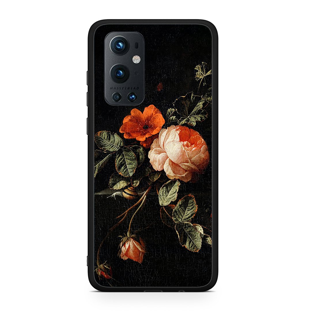 OnePlus 9 Pro Vintage Roses θήκη από τη Smartfits με σχέδιο στο πίσω μέρος και μαύρο περίβλημα | Smartphone case with colorful back and black bezels by Smartfits