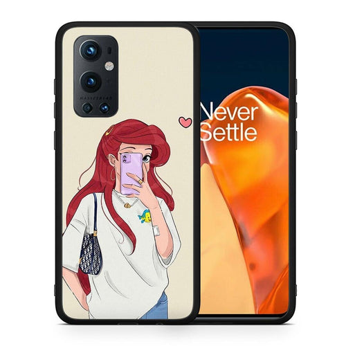 Θήκη OnePlus 9 Pro Walking Mermaid από τη Smartfits με σχέδιο στο πίσω μέρος και μαύρο περίβλημα | OnePlus 9 Pro Walking Mermaid case with colorful back and black bezels