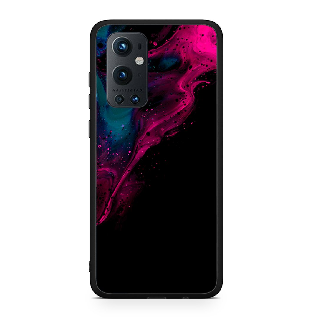 OnePlus 9 Pro Pink Black Watercolor θήκη από τη Smartfits με σχέδιο στο πίσω μέρος και μαύρο περίβλημα | Smartphone case with colorful back and black bezels by Smartfits