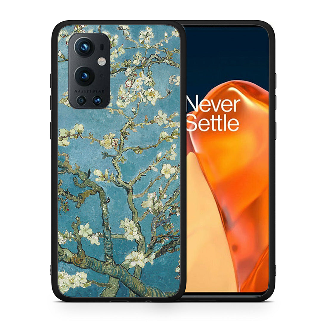 Θήκη OnePlus 9 Pro White Blossoms από τη Smartfits με σχέδιο στο πίσω μέρος και μαύρο περίβλημα | OnePlus 9 Pro White Blossoms case with colorful back and black bezels