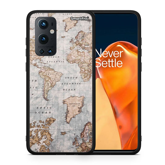 Θήκη OnePlus 9 Pro World Map από τη Smartfits με σχέδιο στο πίσω μέρος και μαύρο περίβλημα | OnePlus 9 Pro World Map case with colorful back and black bezels