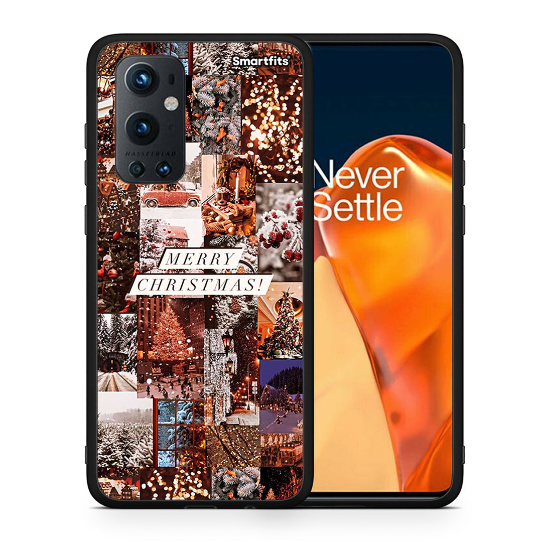 Θήκη OnePlus 9 Pro Xmas Collage από τη Smartfits με σχέδιο στο πίσω μέρος και μαύρο περίβλημα | OnePlus 9 Pro Xmas Collage case with colorful back and black bezels