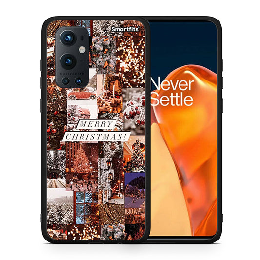 Θήκη OnePlus 9 Pro Xmas Collage από τη Smartfits με σχέδιο στο πίσω μέρος και μαύρο περίβλημα | OnePlus 9 Pro Xmas Collage case with colorful back and black bezels