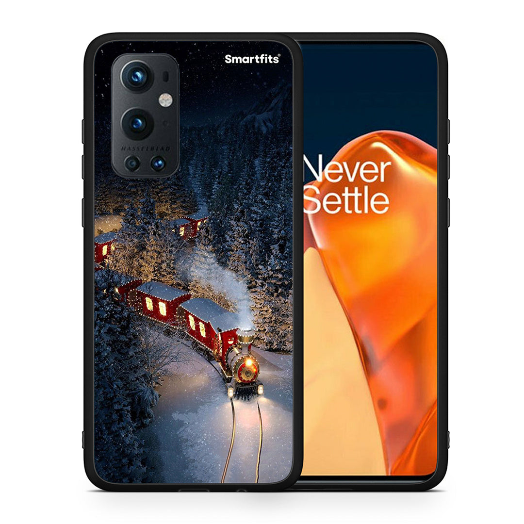 Θήκη OnePlus 9 Pro Xmas Train από τη Smartfits με σχέδιο στο πίσω μέρος και μαύρο περίβλημα | OnePlus 9 Pro Xmas Train case with colorful back and black bezels