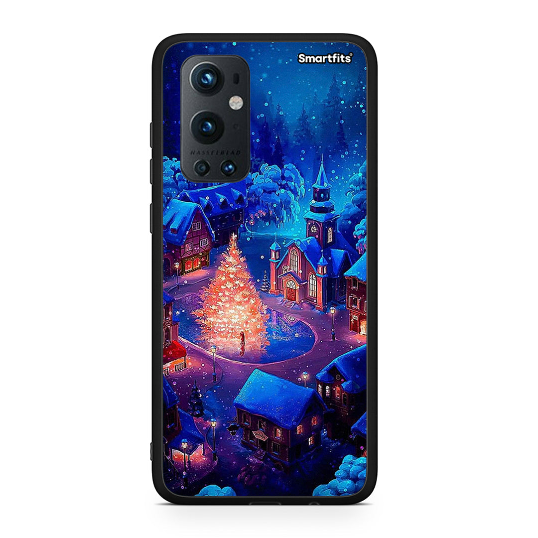 OnePlus 9 Pro Xmas Village θήκη από τη Smartfits με σχέδιο στο πίσω μέρος και μαύρο περίβλημα | Smartphone case with colorful back and black bezels by Smartfits