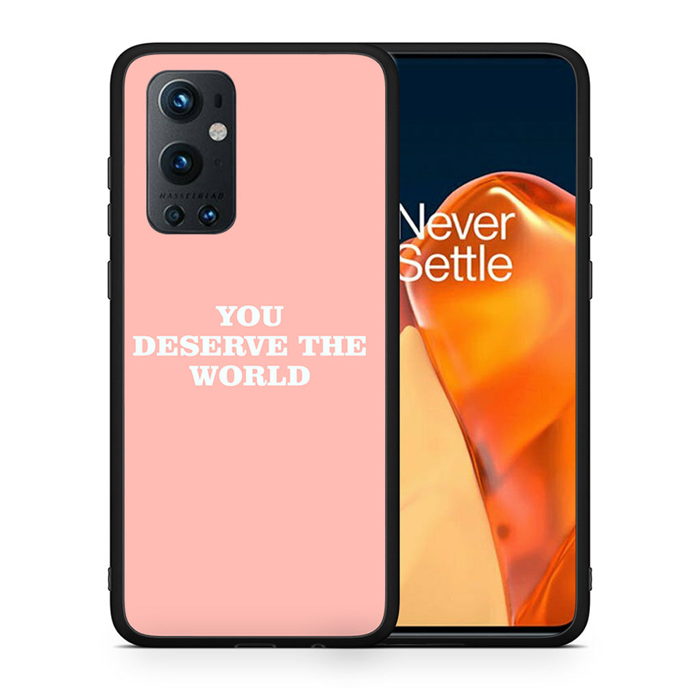 Θήκη Αγίου Βαλεντίνου OnePlus 9 Pro You Deserve The World από τη Smartfits με σχέδιο στο πίσω μέρος και μαύρο περίβλημα | OnePlus 9 Pro You Deserve The World case with colorful back and black bezels