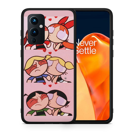 Θήκη Αγίου Βαλεντίνου OnePlus 9 Puff Love από τη Smartfits με σχέδιο στο πίσω μέρος και μαύρο περίβλημα | OnePlus 9 Puff Love case with colorful back and black bezels