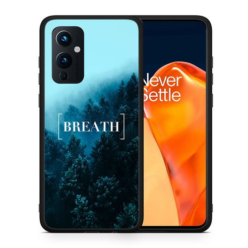 Θήκη OnePlus 9 Breath Quote από τη Smartfits με σχέδιο στο πίσω μέρος και μαύρο περίβλημα | OnePlus 9 Breath Quote case with colorful back and black bezels