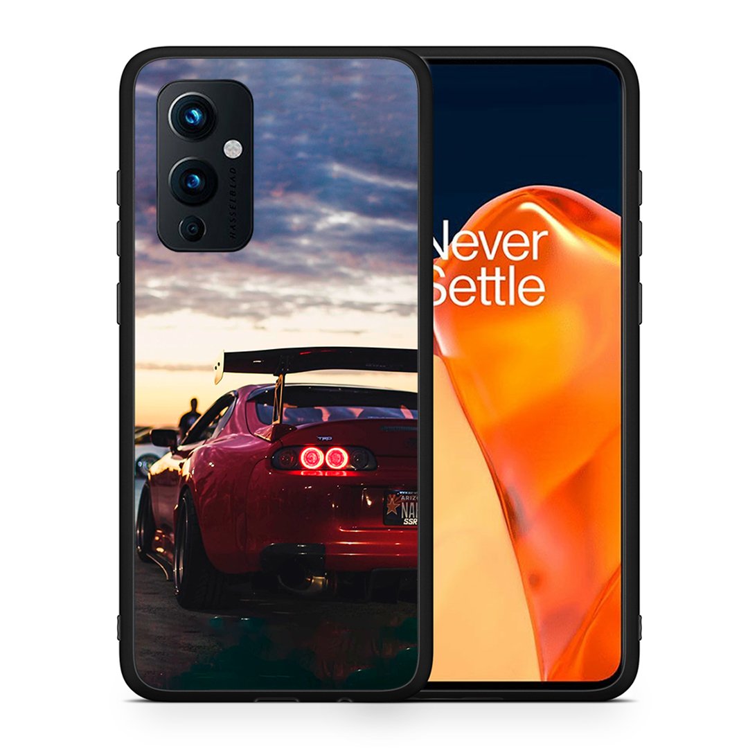 Θήκη OnePlus 9 Racing Supra από τη Smartfits με σχέδιο στο πίσω μέρος και μαύρο περίβλημα | OnePlus 9 Racing Supra case with colorful back and black bezels