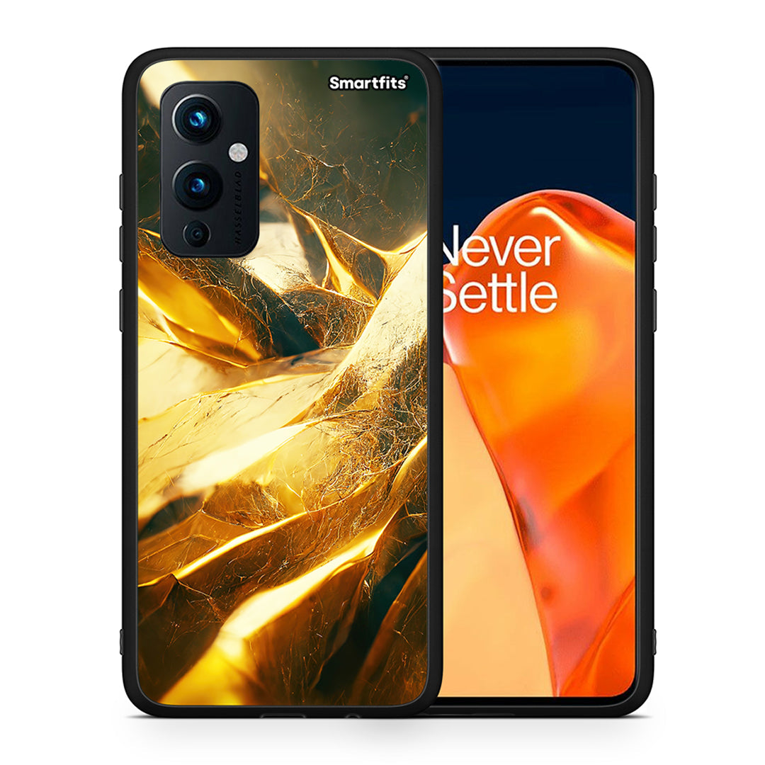 Θήκη OnePlus 9 Real Gold από τη Smartfits με σχέδιο στο πίσω μέρος και μαύρο περίβλημα | OnePlus 9 Real Gold case with colorful back and black bezels