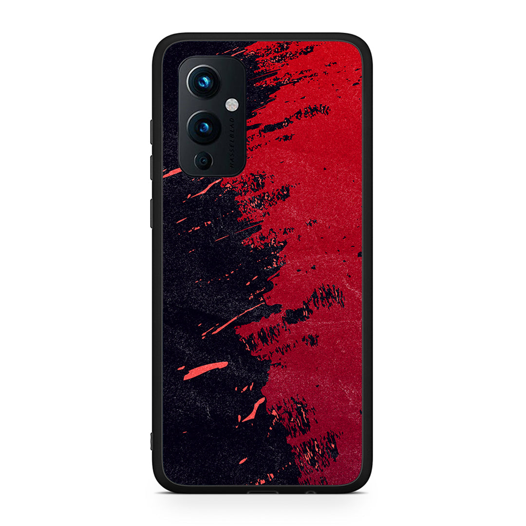 OnePlus 9 Red Paint Θήκη Αγίου Βαλεντίνου από τη Smartfits με σχέδιο στο πίσω μέρος και μαύρο περίβλημα | Smartphone case with colorful back and black bezels by Smartfits