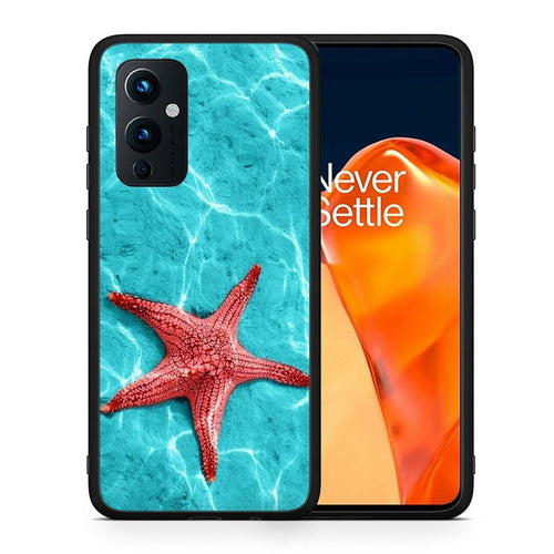 Θήκη OnePlus 9 Red Starfish από τη Smartfits με σχέδιο στο πίσω μέρος και μαύρο περίβλημα | OnePlus 9 Red Starfish case with colorful back and black bezels