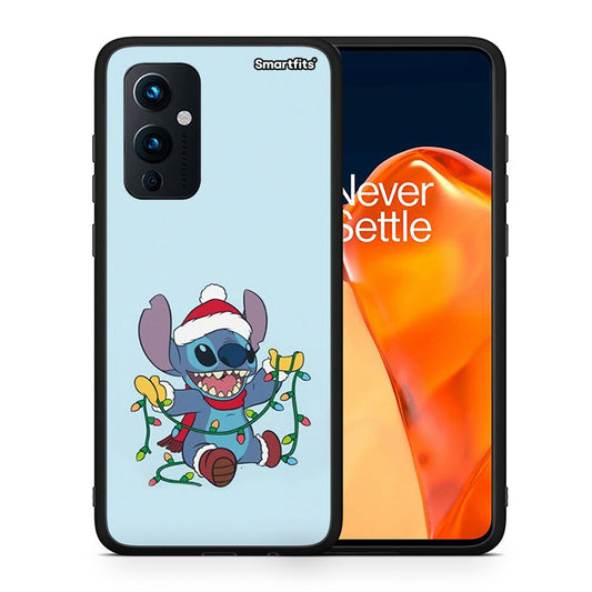 Θήκη OnePlus 9 Santa Stich από τη Smartfits με σχέδιο στο πίσω μέρος και μαύρο περίβλημα | OnePlus 9 Santa Stich case with colorful back and black bezels