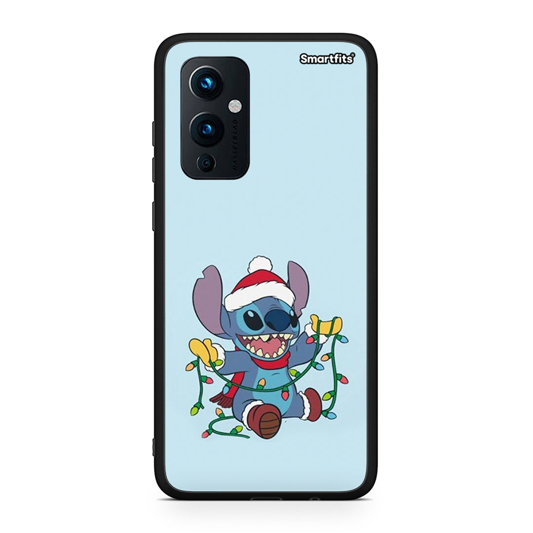 OnePlus 9 Santa Stich θήκη από τη Smartfits με σχέδιο στο πίσω μέρος και μαύρο περίβλημα | Smartphone case with colorful back and black bezels by Smartfits