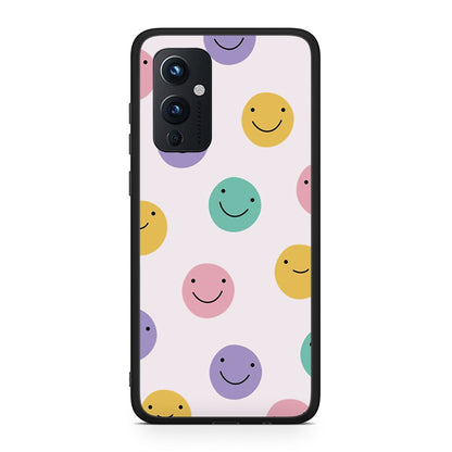 OnePlus 9 Smiley Faces θήκη από τη Smartfits με σχέδιο στο πίσω μέρος και μαύρο περίβλημα | Smartphone case with colorful back and black bezels by Smartfits