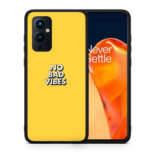 Θήκη OnePlus 9 Vibes Text από τη Smartfits με σχέδιο στο πίσω μέρος και μαύρο περίβλημα | OnePlus 9 Vibes Text case with colorful back and black bezels