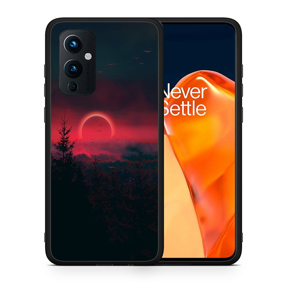 Θήκη OnePlus 9 Sunset Tropic από τη Smartfits με σχέδιο στο πίσω μέρος και μαύρο περίβλημα | OnePlus 9 Sunset Tropic case with colorful back and black bezels