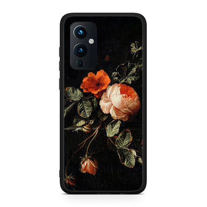 OnePlus 9 Vintage Roses θήκη από τη Smartfits με σχέδιο στο πίσω μέρος και μαύρο περίβλημα | Smartphone case with colorful back and black bezels by Smartfits