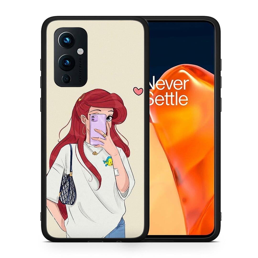 Θήκη OnePlus 9 Walking Mermaid από τη Smartfits με σχέδιο στο πίσω μέρος και μαύρο περίβλημα | OnePlus 9 Walking Mermaid case with colorful back and black bezels