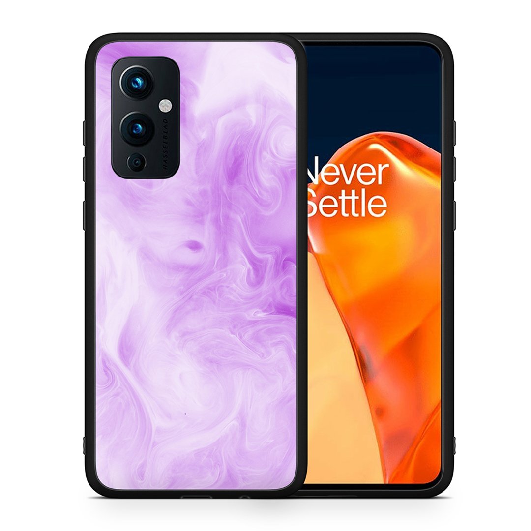 Θήκη OnePlus 9 Lavender Watercolor από τη Smartfits με σχέδιο στο πίσω μέρος και μαύρο περίβλημα | OnePlus 9 Lavender Watercolor case with colorful back and black bezels