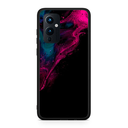 OnePlus 9 Pink Black Watercolor θήκη από τη Smartfits με σχέδιο στο πίσω μέρος και μαύρο περίβλημα | Smartphone case with colorful back and black bezels by Smartfits