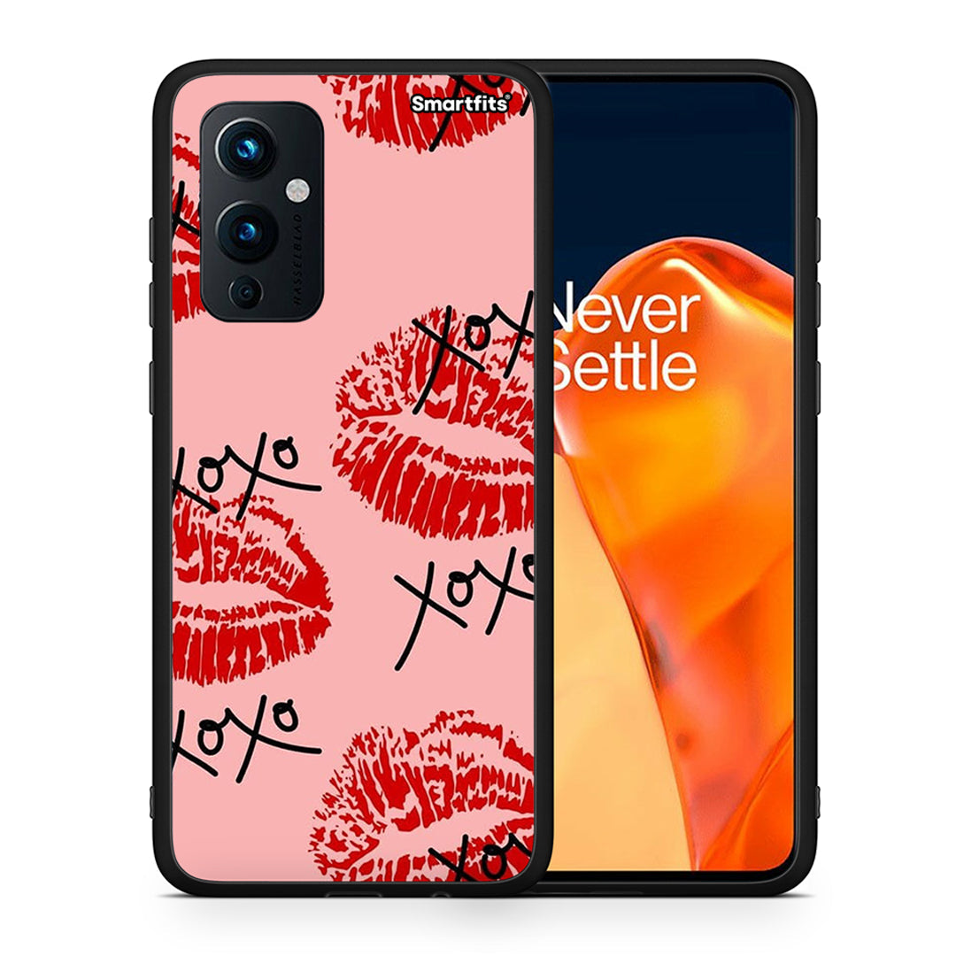 Θήκη OnePlus 9 XOXO Lips από τη Smartfits με σχέδιο στο πίσω μέρος και μαύρο περίβλημα | OnePlus 9 XOXO Lips case with colorful back and black bezels