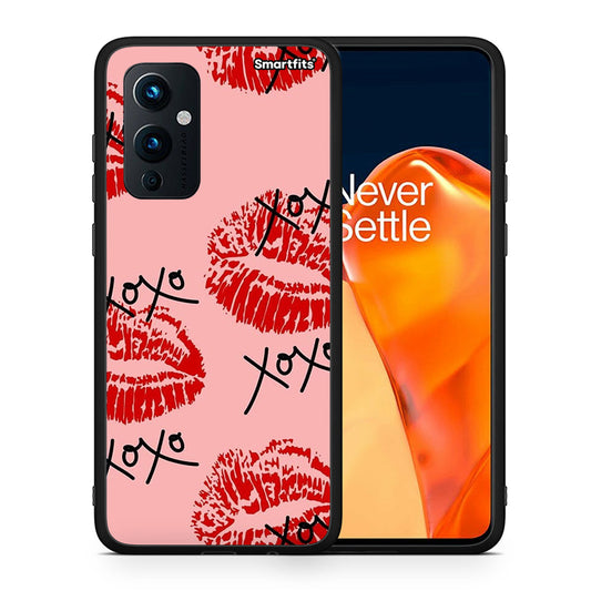 Θήκη OnePlus 9 XOXO Lips από τη Smartfits με σχέδιο στο πίσω μέρος και μαύρο περίβλημα | OnePlus 9 XOXO Lips case with colorful back and black bezels