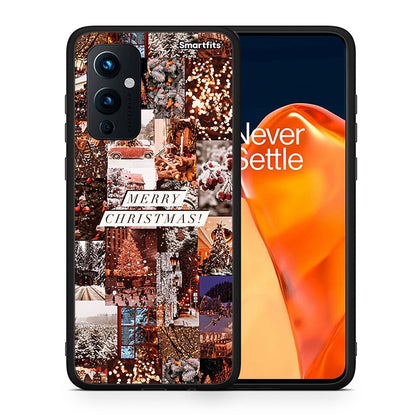 Θήκη OnePlus 9 Xmas Collage από τη Smartfits με σχέδιο στο πίσω μέρος και μαύρο περίβλημα | OnePlus 9 Xmas Collage case with colorful back and black bezels