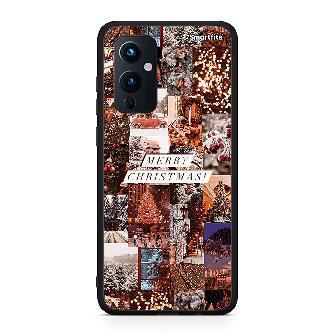 OnePlus 9 Xmas Collage θήκη από τη Smartfits με σχέδιο στο πίσω μέρος και μαύρο περίβλημα | Smartphone case with colorful back and black bezels by Smartfits