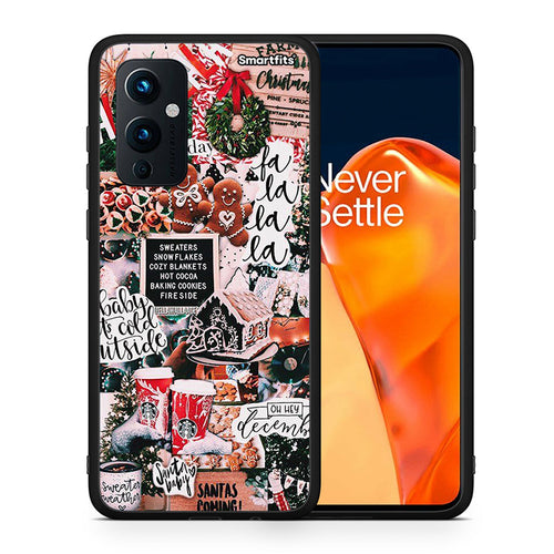 Θήκη OnePlus 9 Xmas Habbits από τη Smartfits με σχέδιο στο πίσω μέρος και μαύρο περίβλημα | OnePlus 9 Xmas Habbits case with colorful back and black bezels