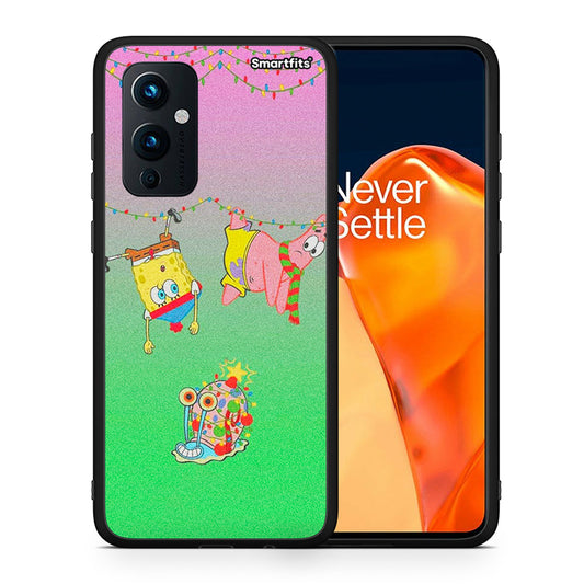 Θήκη OnePlus 9 Xmas Lights από τη Smartfits με σχέδιο στο πίσω μέρος και μαύρο περίβλημα | OnePlus 9 Xmas Lights case with colorful back and black bezels