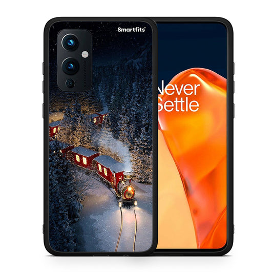 Θήκη OnePlus 9 Xmas Train από τη Smartfits με σχέδιο στο πίσω μέρος και μαύρο περίβλημα | OnePlus 9 Xmas Train case with colorful back and black bezels