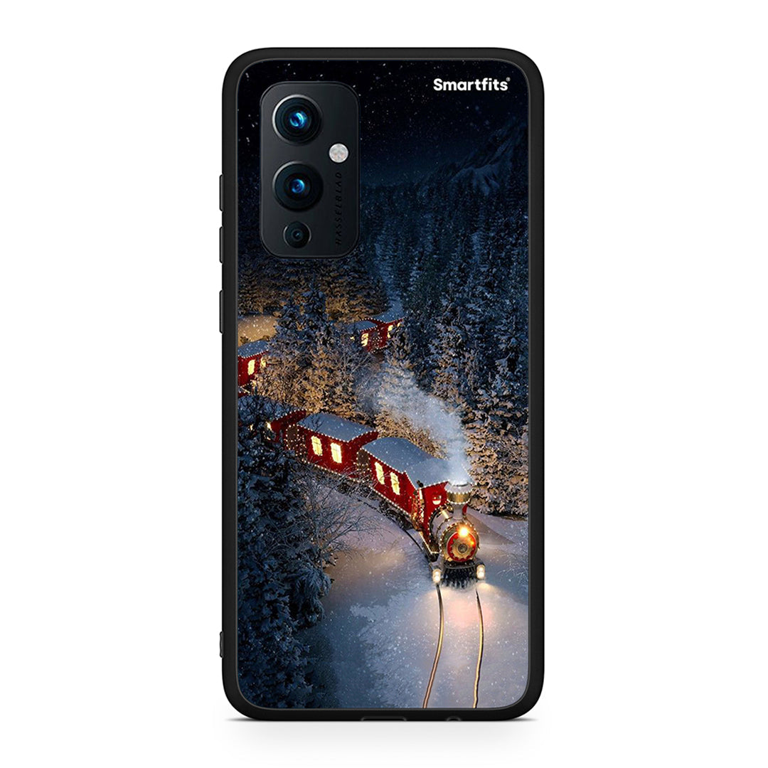 OnePlus 9 Xmas Train θήκη από τη Smartfits με σχέδιο στο πίσω μέρος και μαύρο περίβλημα | Smartphone case with colorful back and black bezels by Smartfits