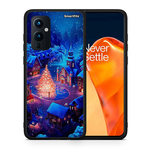 Θήκη OnePlus 9 Xmas Village από τη Smartfits με σχέδιο στο πίσω μέρος και μαύρο περίβλημα | OnePlus 9 Xmas Village case with colorful back and black bezels