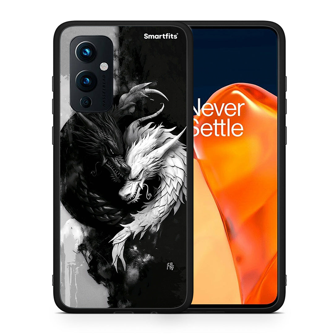 Θήκη OnePlus 9 Yin Yang από τη Smartfits με σχέδιο στο πίσω μέρος και μαύρο περίβλημα | OnePlus 9 Yin Yang case with colorful back and black bezels