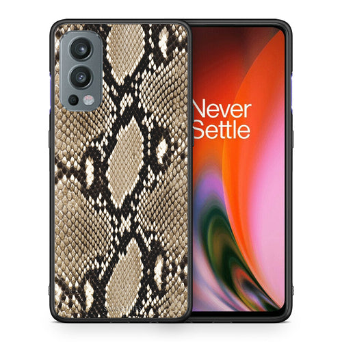 Θήκη OnePlus Nord 2 5G Fashion Snake Animal από τη Smartfits με σχέδιο στο πίσω μέρος και μαύρο περίβλημα | OnePlus Nord 2 5G Fashion Snake Animal case with colorful back and black bezels