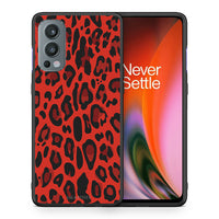 Thumbnail for Θήκη OnePlus Nord 2 5G Red Leopard Animal από τη Smartfits με σχέδιο στο πίσω μέρος και μαύρο περίβλημα | OnePlus Nord 2 5G Red Leopard Animal case with colorful back and black bezels