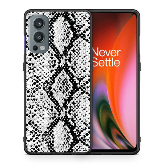 Θήκη OnePlus Nord 2 5G White Snake Animal από τη Smartfits με σχέδιο στο πίσω μέρος και μαύρο περίβλημα | OnePlus Nord 2 5G White Snake Animal case with colorful back and black bezels